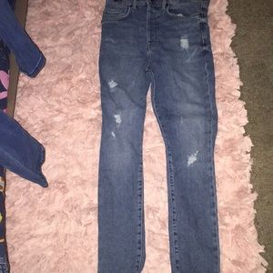 Blue jean high waisted pants